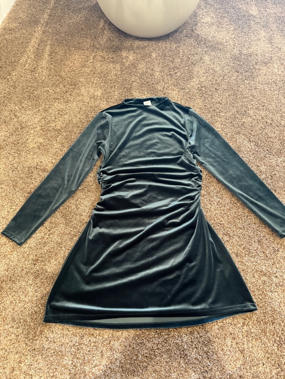 Abercrombie & Fitch Black Velvet Long Sleeve Ruched Mini Dress